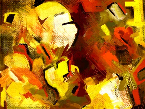 Original hand drawn abstract digital painting